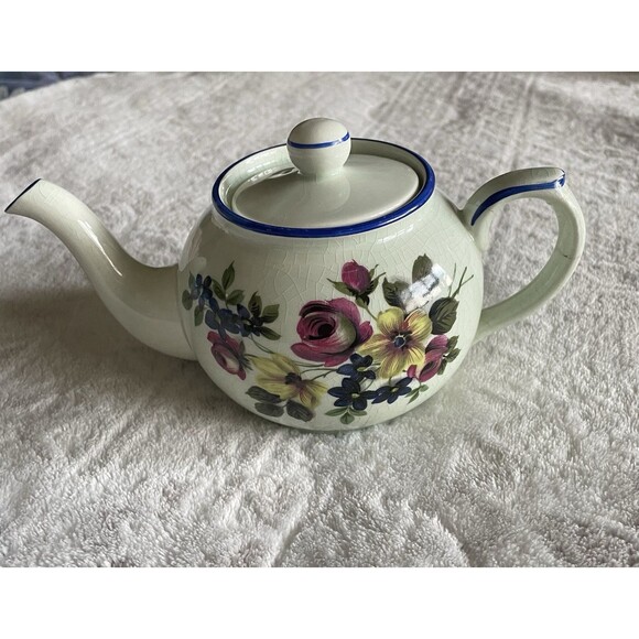 Arthur Wood Other - Vintage Collection Arthur Wood & Son Floral & Blue Trim Rare Teapot #5466England